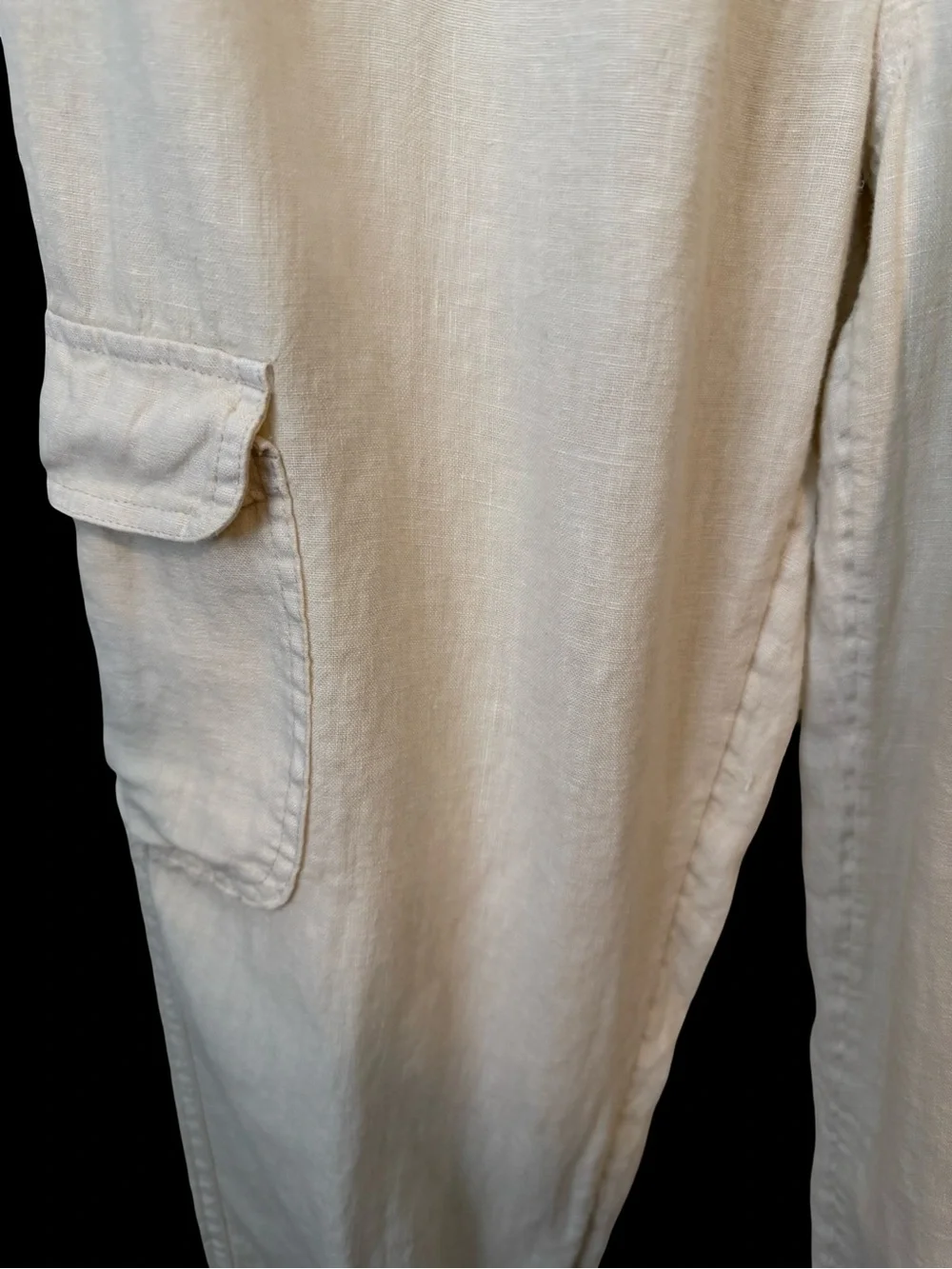 Linen CargoJoggers Women Medium Cream Pull On Draw String Streetwear Gorpcore